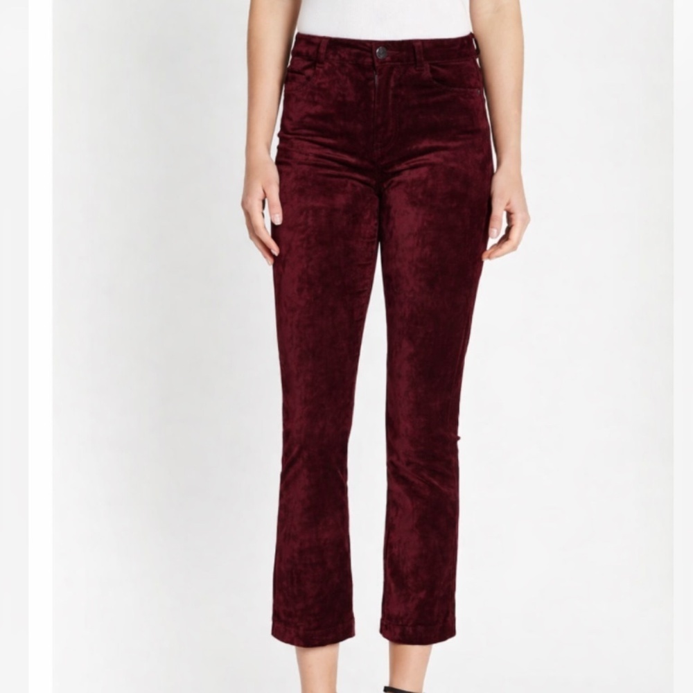 Paige Colette Crop High Rise Velvet Flare Dark Magenta Size 29